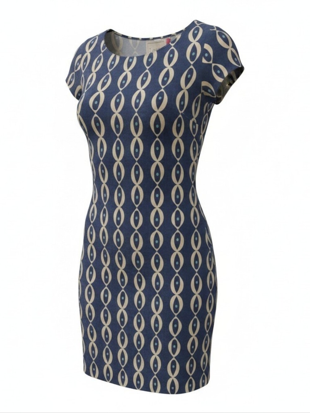 Leota Navy and White Linked Oval Shift Dress